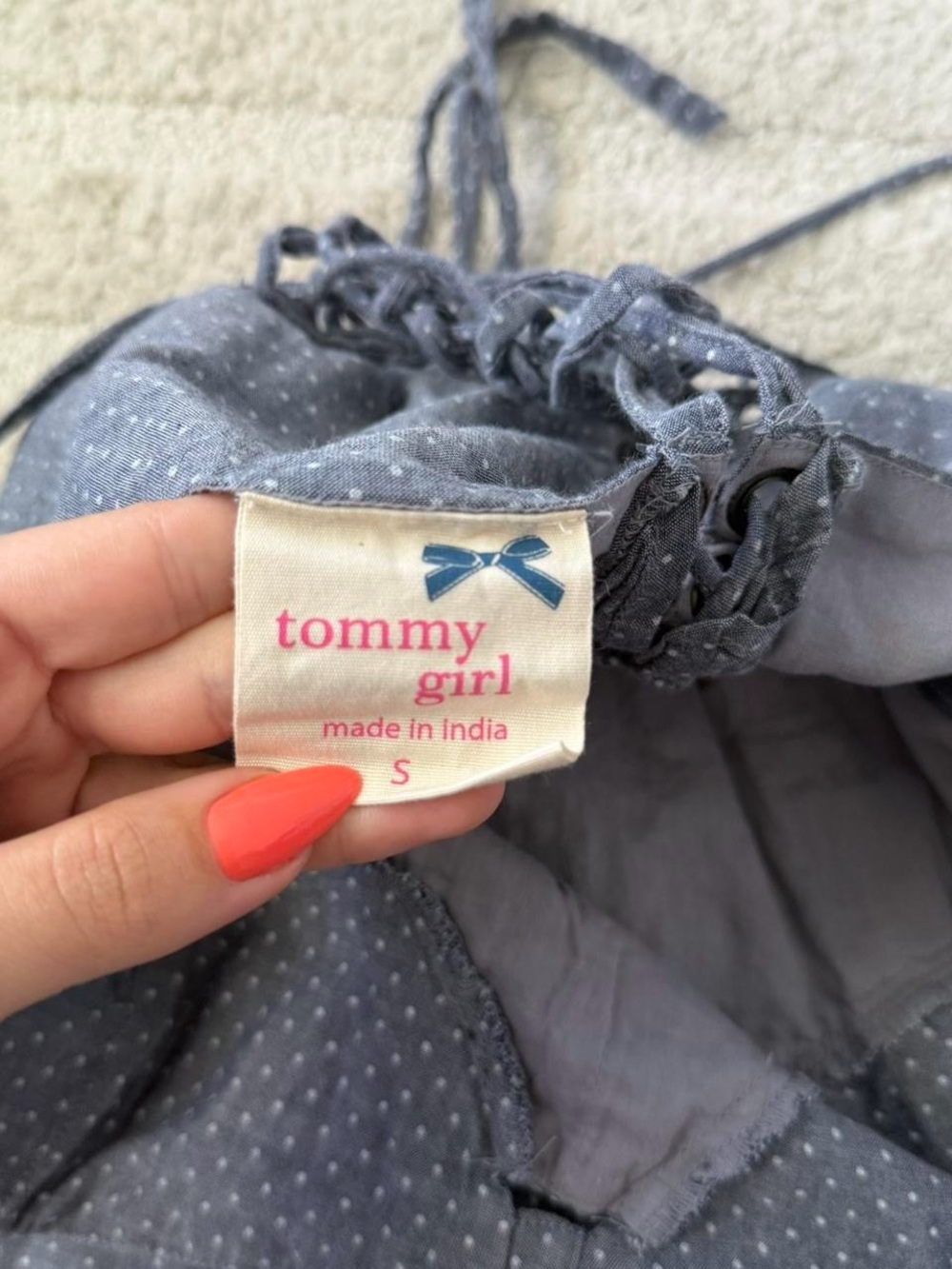 Tommy Hilfiger Blue Polka Dot Spaghetti Strap Mini Dress - Picture 3 of 4